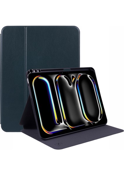 iPad Pro 11 (2024) Litchi Dokulu Pu Deri Otomatik Uyandırma / Uyku Kılıfı (Yurt Dışından)