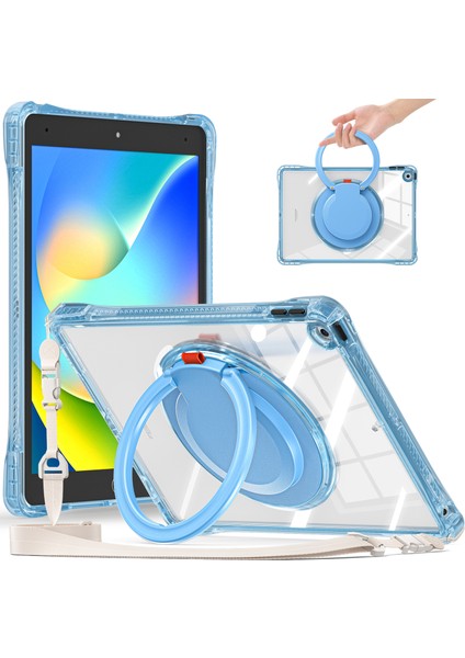 iPad 10.2 (2021) Döner Destek Standı Pc+Tpu+Omuz Askılı Akrilik Kapak (Yurt Dışından)