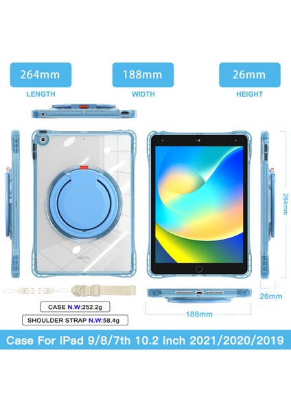 iPad 10.2 (2021) Döner Destek Standı Pc+Tpu+Omuz Askılı Akrilik Kapak (Yurt Dışından) fırsatları