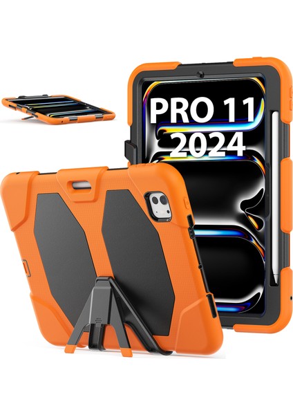 iPad Pro 11 (2024) Pc+Silikon Kickstand Tablet Kılıfı (Yurt Dışından)