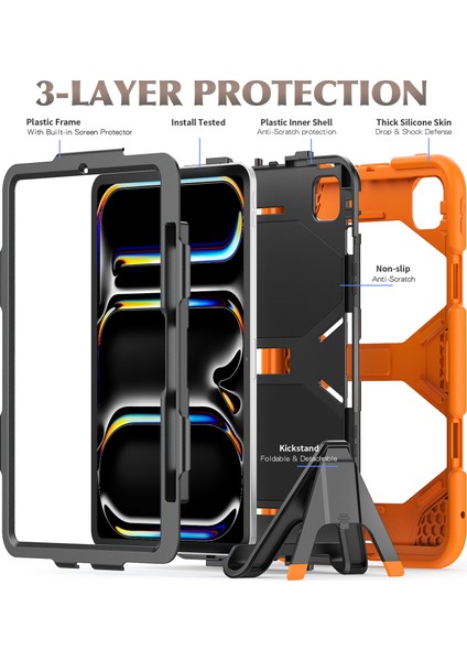 iPad Pro 11 (2024) Pc+Silikon Kickstand Tablet Kılıfı (Yurt Dışından) fırsatları