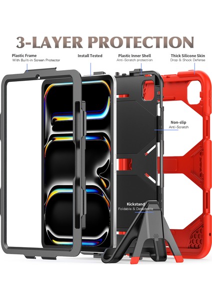 iPad Pro 11 (2024) Pc+Silikon Kickstand Tablet Kılıfı (Yurt Dışından) fırsatları