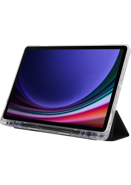 Samsung Galaxy Tab S9 / S9 Fe Karbon Fiber Doku Üç Katlı Stand Akıllı Otomatik / Uyandırma Deri Tablet Kapağı (Yurt Dışından)