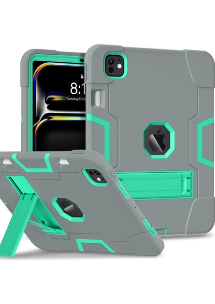 iPad Pro 11 (2024) Robot Stili Silikon + Kickstand'lı Pc Tablet Kılıfı (Yurt Dışından)
