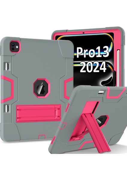 iPad Pro 13 (2024) Robot Stili Silikon + Kickstand'lı Pc Tablet Kapağı (Yurt Dışından)