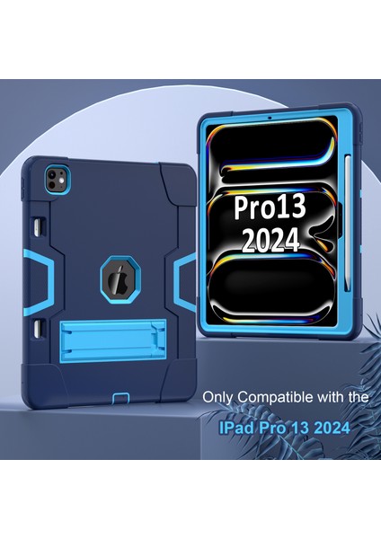 iPad Pro 13 (2024) Robot Stili Silikon + Kickstand'lı Pc Tablet Kapağı (Yurt Dışından)