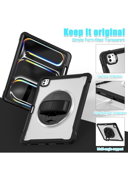 iPad Pro 13 (2024) Kickstand Pc+Tpu+Silikon Tablet Kılıfı ve Döner El Kayışı (Yurt Dışından) fırsatları