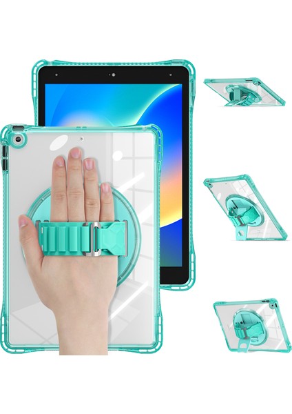 iPad 10.2 (2021) / (2020) Kickstand Pc+Tpu+Akrilik Şeffaf Tablet Kılıfı (Yurt Dışından)