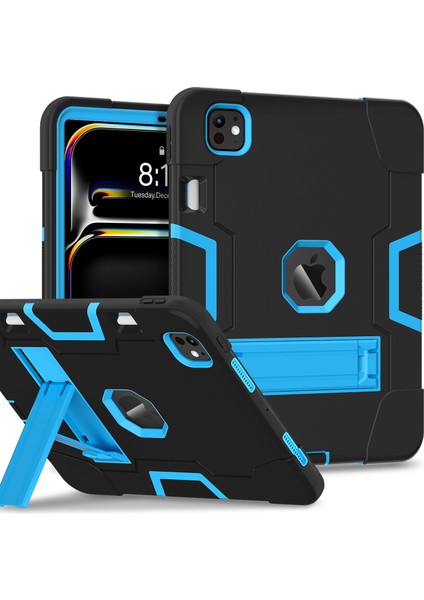 iPad Pro 11 (2024) Robot Stili Silikon + Kickstand'lı Pc Tablet Kılıfı (Yurt Dışından)