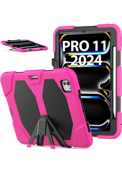 iPad Pro 11 (2024) Pc+Silikon Kickstand Tablet Kılıfı (Yurt Dışından)