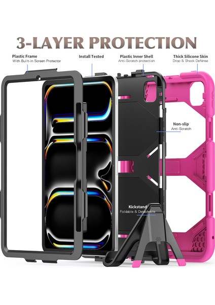 iPad Pro 11 (2024) Pc+Silikon Kickstand Tablet Kılıfı (Yurt Dışından) fırsatları