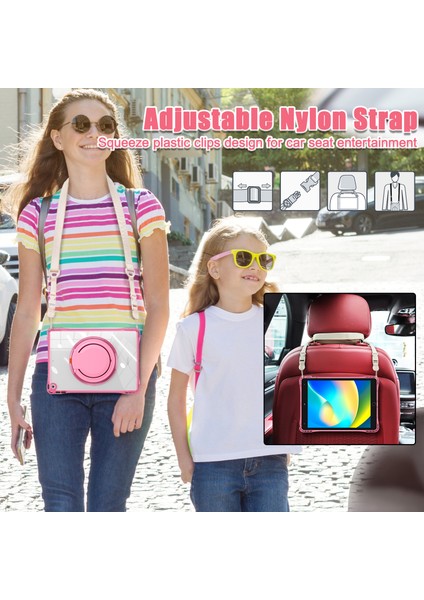 iPad 10.2 (2021) Döner Destek Standı Pc+Tpu+Omuz Askılı Akrilik Kapak (Yurt Dışından)
