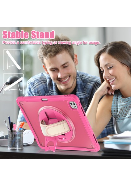 iPad Pro 13 (2024) Kickstand Pc+Tpu+Silikon Tablet Kılıfı ve Döner El Kayışı (Yurt Dışından) fiyatları