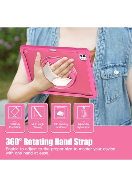 iPad Pro 13 (2024) Kickstand Pc+Tpu+Silikon Tablet Kılıfı ve Döner El Kayışı (Yurt Dışından) modelleri