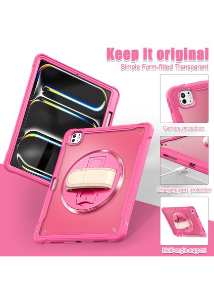 iPad Pro 13 (2024) Kickstand Pc+Tpu+Silikon Tablet Kılıfı ve Döner El Kayışı (Yurt Dışından) fırsatları
