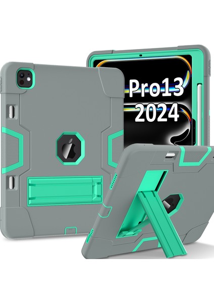 iPad Pro 13 (2024) Robot Stili Silikon + Kickstand'lı Pc Tablet Kapağı (Yurt Dışından)