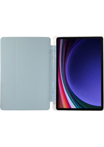 Samsung Galaxy Tab S9 / S9 Fe Karbon Fiber Doku Üç Katlı Stand Akıllı Otomatik / Uyandırma Deri Tablet Kapağı (Yurt Dışından)