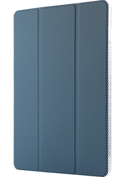Samsung Galaxy Tab S9 / S9 Fe Karbon Fiber Doku Üç Katlı Stand Akıllı Otomatik / Uyandırma Deri Tablet Kapağı (Yurt Dışından)