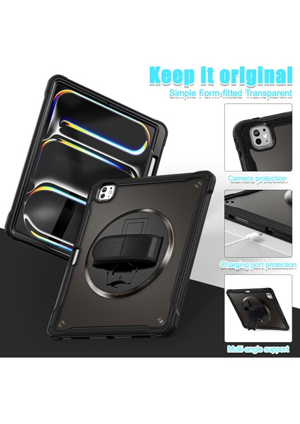 iPad Pro 13 (2024) Kickstand Pc+Tpu+Silikon Tablet Kılıfı ve Döner El Kayışı (Yurt Dışından) fırsatları