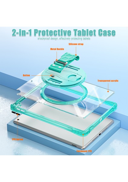 iPad 10.2 (2021) / (2020) Kickstand Pc+Tpu+Akrilik Şeffaf Tablet Kılıfı (Yurt Dışından)