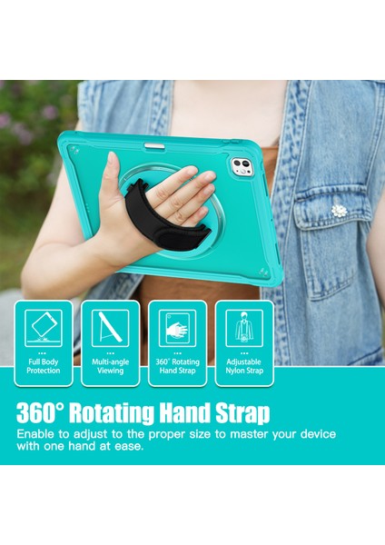 iPad Pro 13 (2024) Kickstand Pc+Tpu+Silikon Tablet Kılıfı ve Döner El Kayışı (Yurt Dışından) modelleri