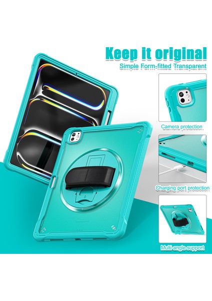 iPad Pro 13 (2024) Kickstand Pc+Tpu+Silikon Tablet Kılıfı ve Döner El Kayışı (Yurt Dışından) fırsatları