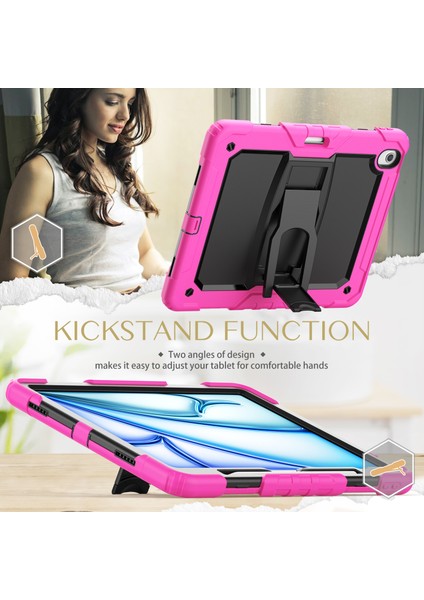 iPad Air 13 (2024) Pc+Silikon Kickstand Kalem Yuvası Omuz Askılı Tablet Kılıfı (Yurt Dışından) indirimleri