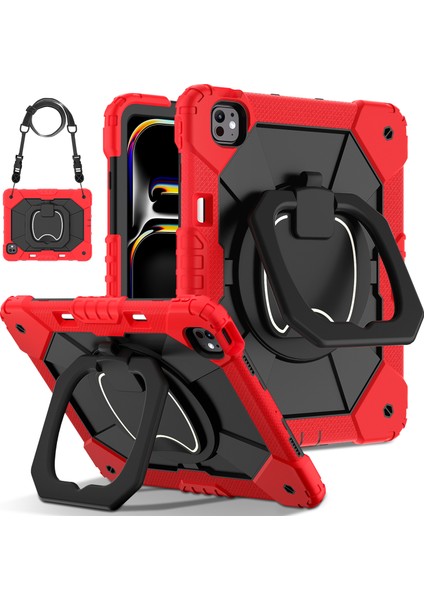 iPad Pro 13 (2024) Kickstand Kılıf Silikon+Pc Tablet Kapağı (Yurt Dışından)