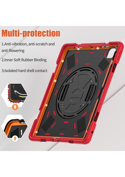 iPad Pro 11 (2024) 360 Derece Döner El Kayışı Tpu+Pc+Silikon Kickstand Tablet Kapağı (Yurt Dışından)
