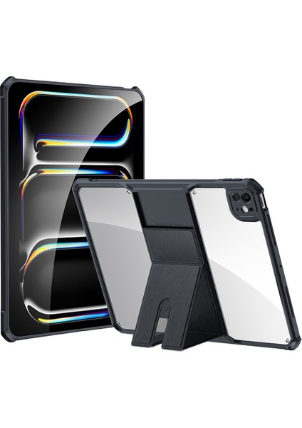 iPad Pro 11 (2024) Deri Kickstand Tpu + Pc Hava Yastığı Koruması Tablet Kapağı (Yurt Dışından)