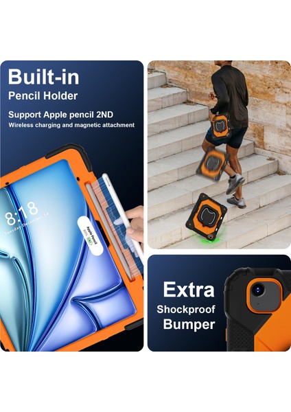 iPad Air 13 (2024) Kickstand Kılıf Silikon+Pc Tablet Kapağı (Yurt Dışından) fırsatları