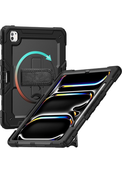 iPad Pro 13 (2024) Kickstand Kılıf Pc+Silikon Tablet Kılıfı ve Omuz Askılı (Yurt Dışından) modelleri