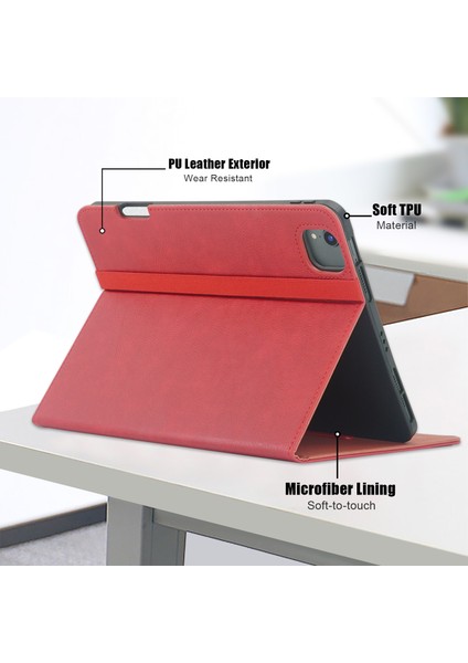 iPad Pro 11 Inç / (2021) / (2022) / Air (2020) / (2022) / Air 11 (2024) Deri Tablet Kılıfı (Yurt Dışından)