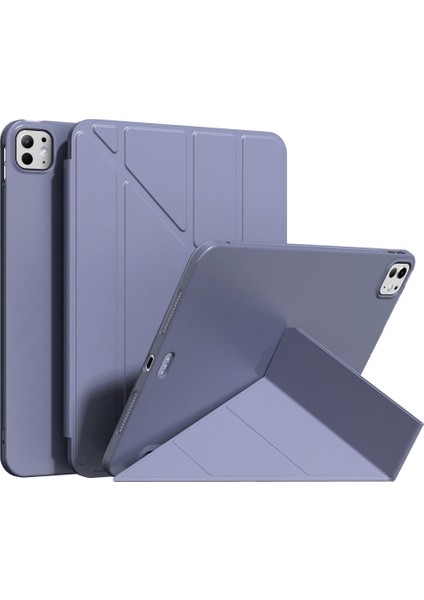 iPad Pro 11 (2024) Otomatik Uyandırma/uyku Özellikli Origami Standlı Deri Tablet Kılıfı (Yurt Dışından)