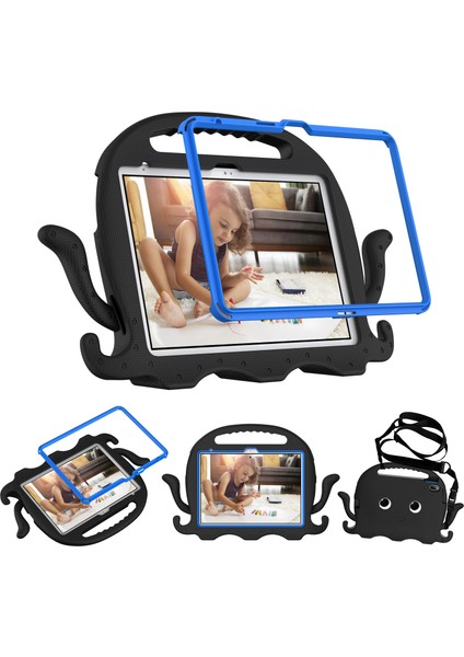 iPad 10.9 (2022) / Air 11 (2024) Eva Karikatür Ahtapot El Tutma Tableti Omuz Askılı Kapak (Yurt Dışından)