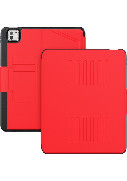 iPad Pro 13 (2024) Darbeye Dayanıklı Kılıf Pc+Tpu+Pu U Şeklinde Kart Yuvalı Stand Tablet Kapağı (Yurt Dışından)