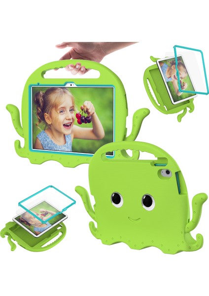 iPad 10.9 (2022) / Air 11 (2024) Eva Karikatür Ahtapot El Tutma Tableti Omuz Askılı Kapak (Yurt Dışından)