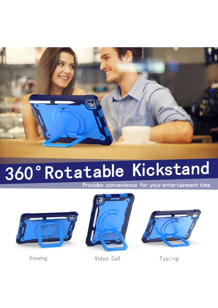 iPad Pro 11 (2024) Döner Destek Standı Pc+Silikon Tablet Kılıfı ve Omuz Askısı (Yurt Dışından) fiyatları