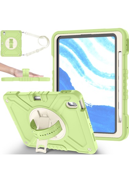 iPad Air 11 (2024) Kickstand Pc+Silikon Tablet Kılıfı ve Omuz Askısı (Yurt Dışından)