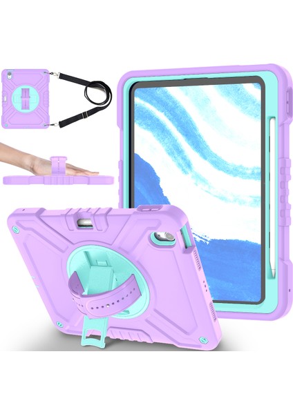 iPad Air 11 (2024) Kickstand Pc+Silikon Tablet Kılıfı ve Omuz Askısı (Yurt Dışından)