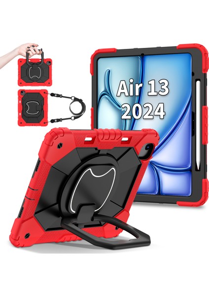 iPad Air 13 (2024) Kickstand Kılıf Silikon+Pc Tablet Kapağı (Yurt Dışından)