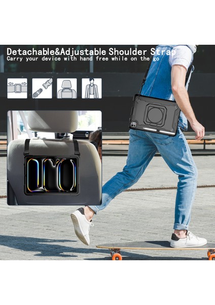 iPad Pro 11 (2024) Döner Destek Standı Pc+Silikon Tablet Kılıfı ve Omuz Askısı (Yurt Dışından) fırsatları