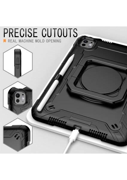 iPad Pro 11 (2024) Döner Destek Standı Pc+Silikon Tablet Kılıfı ve Omuz Askısı (Yurt Dışından) indirimleri