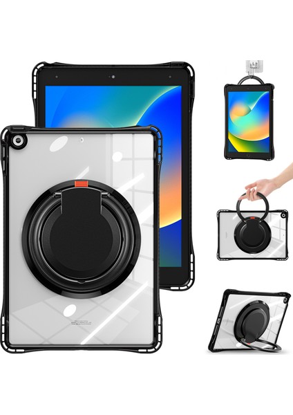 iPad 10.2 (2021) Döner El Tutacağı Kickstand Pc+Tpu+Akrilik Tablet Kılıfı (Yurt Dışından)