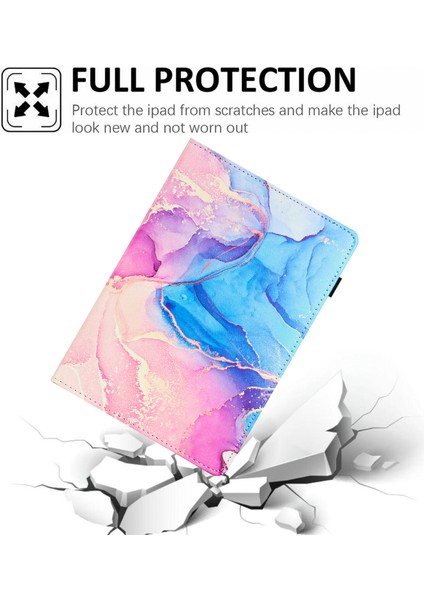 Samsung Galaxy Tab A 10.1 (2019) T510 Deri Kılıf Otomatik Uyku / Uyanma Mermer Tablet Kapağı (Yurt Dışından)