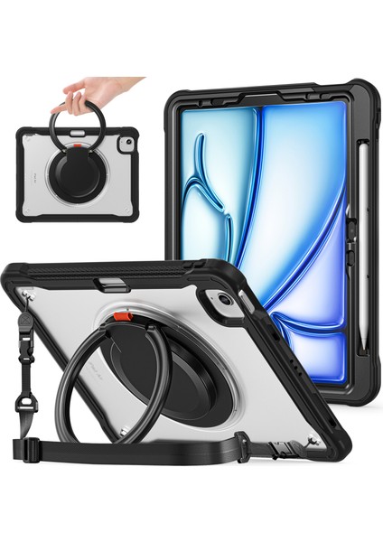 iPad Air 11 (2024) / Air (2022) / (2020) / iPad Pro 11 (2022) / (2021) Omuz Askılı Kickstand Kapağı (Yurt Dışından)