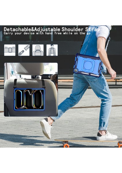 iPad Pro 11 (2024) Döner Destek Standı Pc+Silikon Tablet Kılıfı ve Omuz Askısı (Yurt Dışından) fırsatları
