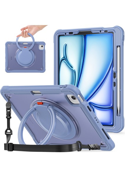 iPad Air 11 (2024) / Air (2022) / (2020) / iPad Pro 11 (2022) / (2021) Omuz Askılı Kickstand Kapağı (Yurt Dışından)