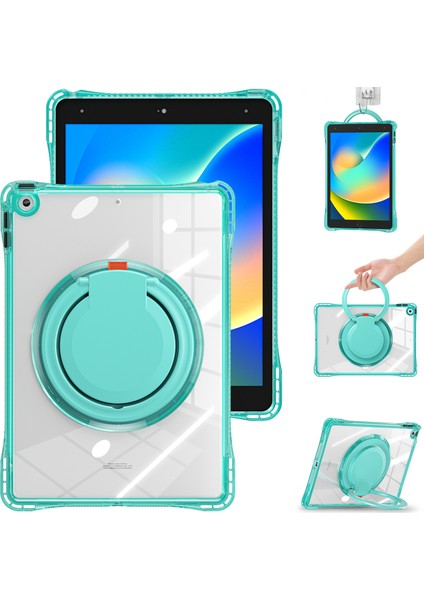 iPad 10.2 (2021) Döner El Tutacağı Kickstand Pc+Tpu+Akrilik Tablet Kılıfı (Yurt Dışından)