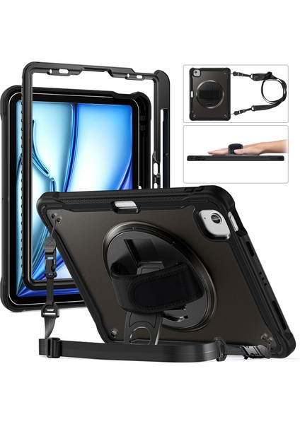 iPad Air 11 (2024) / Air (2022) / (2020) / iPad Pro 11 (2022) / (2021) Omuz Askılı Kickstand Kapağı (Yurt Dışından)
